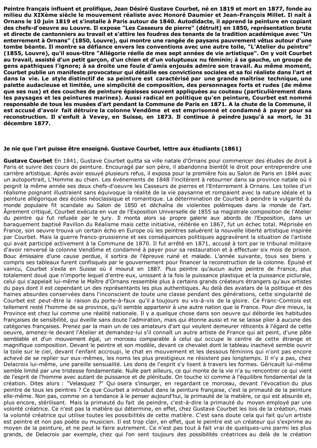 Prévisualisation du document Gustave Courbet
