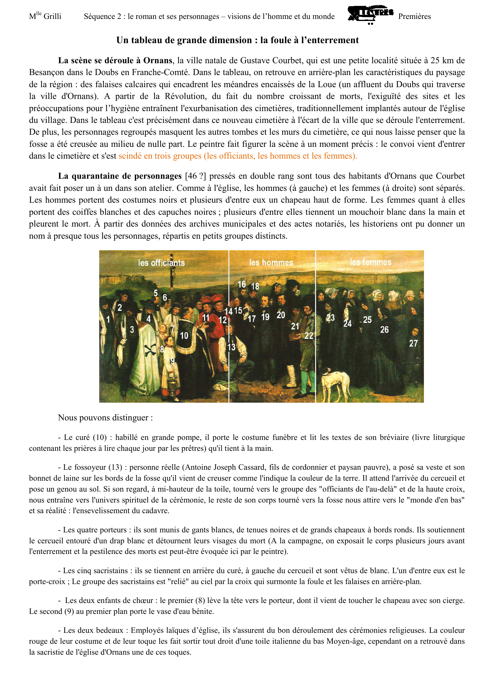 Prévisualisation du document Gustave Courbet Un enterrement à Ornans - Lecture d'image.