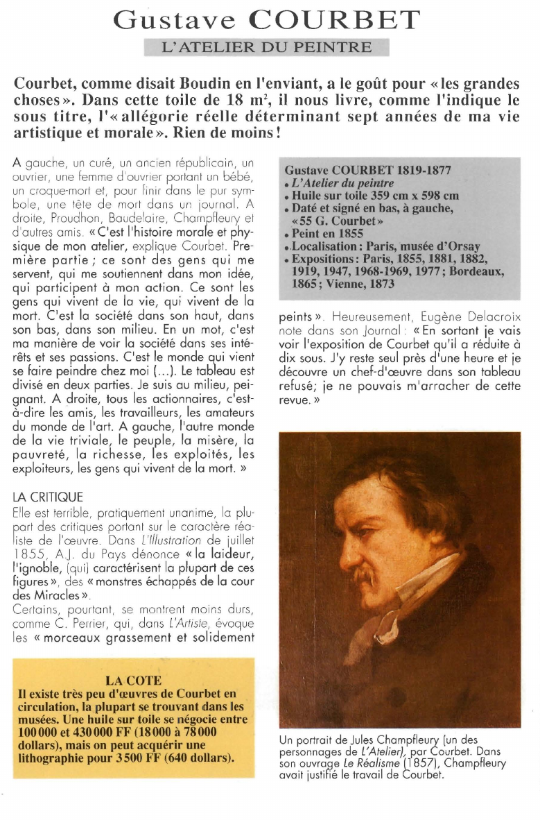 Prévisualisation du document Gustave COURBET:L'ATELIER DU PEINTRE.