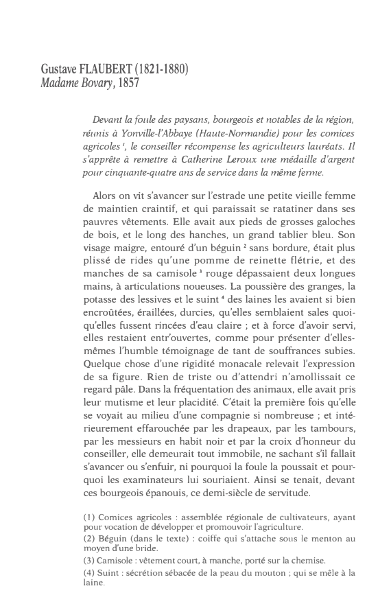 Prévisualisation du document Gustave FLAUBERT (1821-1880)
Madame Bovary, 1857
Devant l.a foule des paysans, bourgeois et notables de la région,
réunis à Yonville-l'Abbaye...