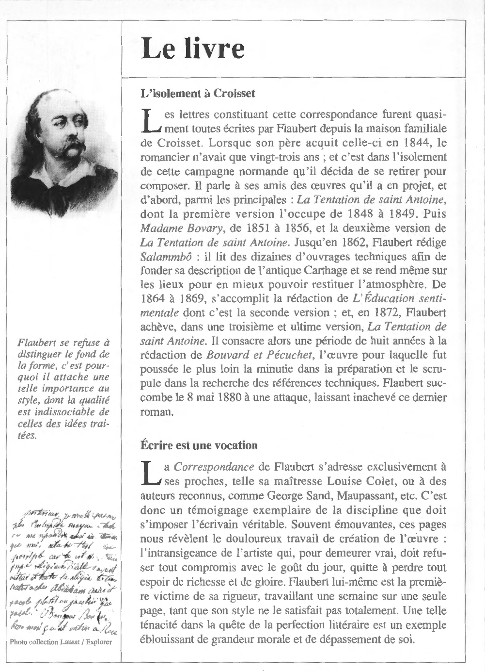Prévisualisation du document Gustave FLAUBERT : Correspondance ou Préface à la vie d'écrivain