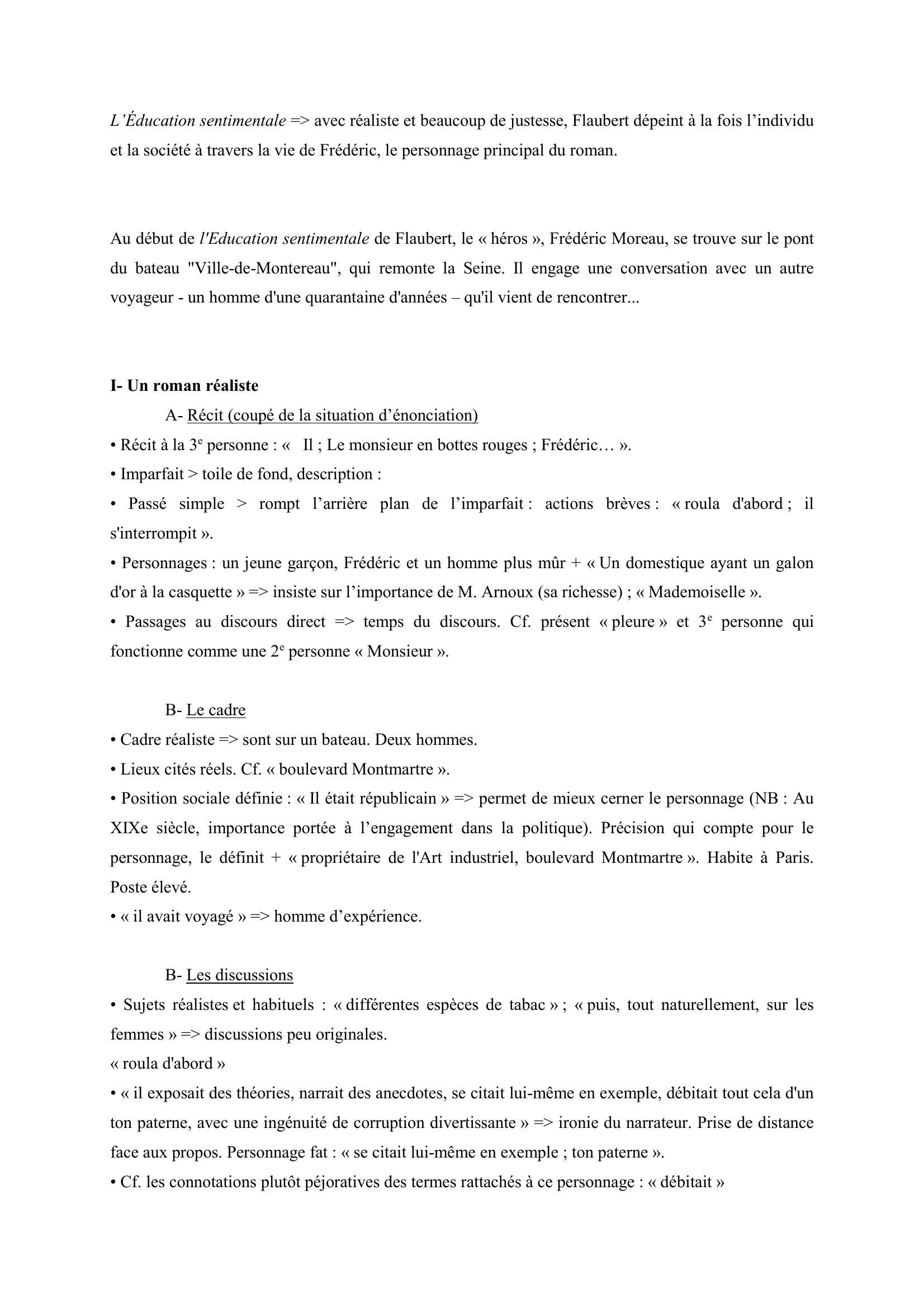 Prévisualisation du document Gustave Flaubert, L'Éducation sentimentale, 1,1 - Extrait commenté