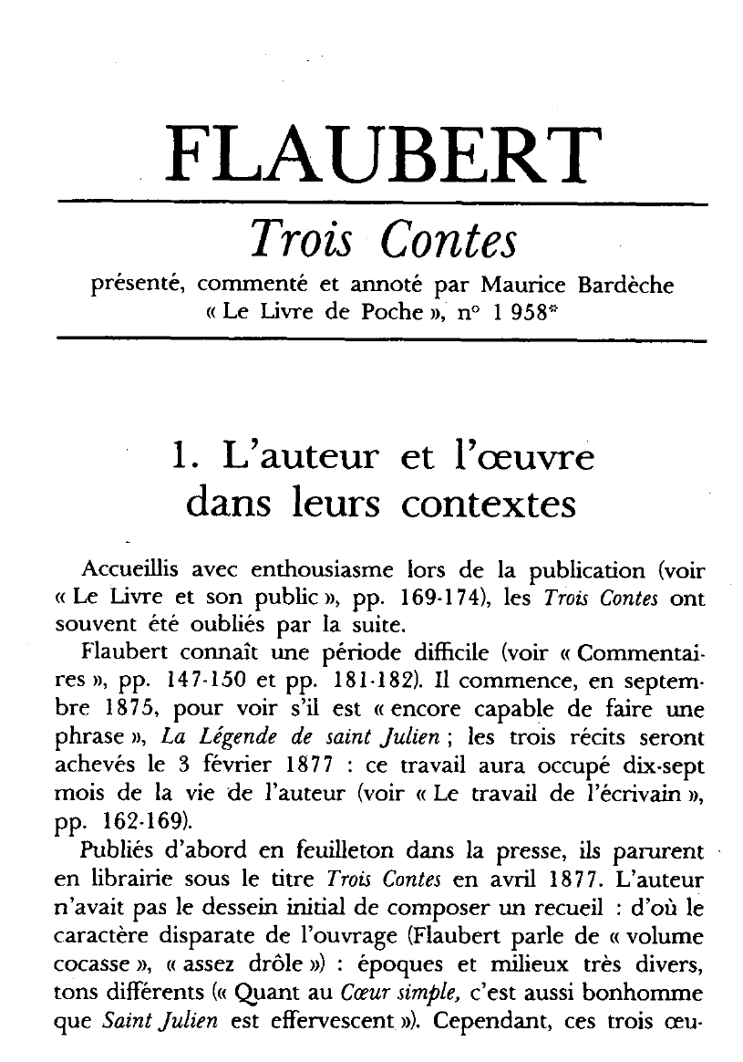 Prévisualisation du document Gustave FLAUBERT: Trois Contes (Résumé & Analyse)