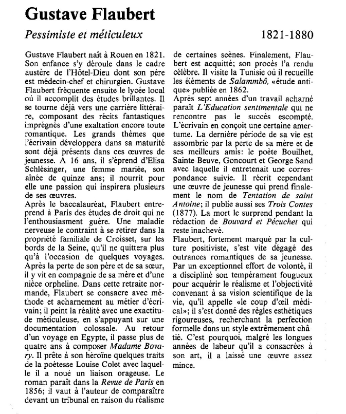 Prévisualisation du document Gustave Flaubert:Pessimiste et méticuleux.