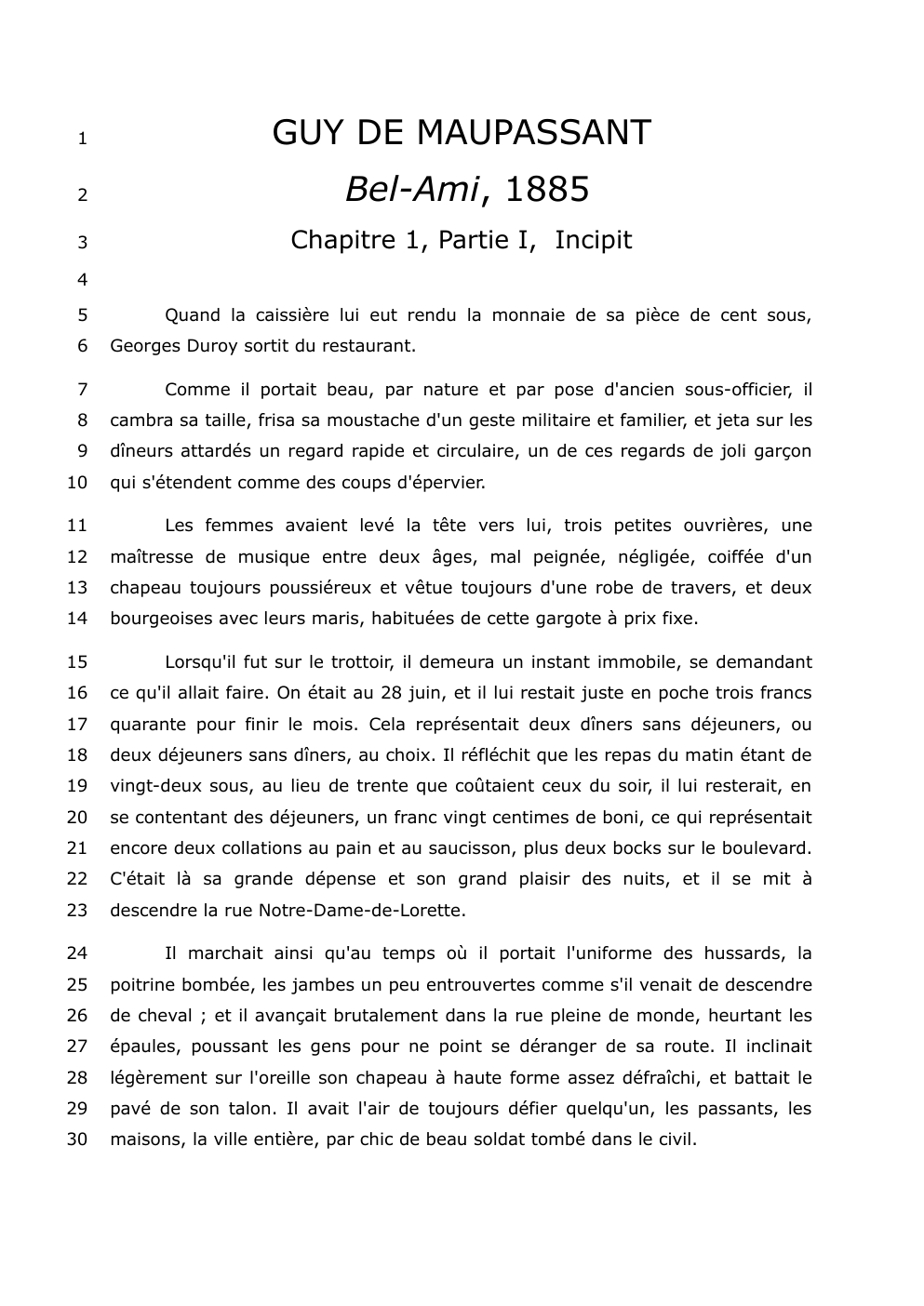 Prévisualisation du document GUY DE MAUPASSANT Bel-Ami, 1885 Chapitre 1, Partie I, Incipit