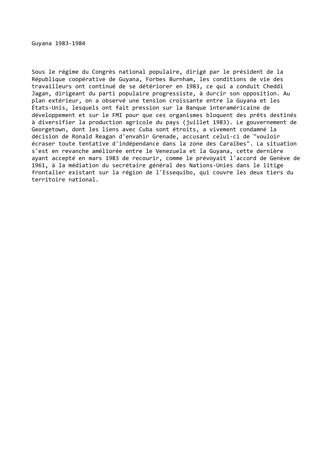 Prévisualisation du document Guyana (1983-1984)