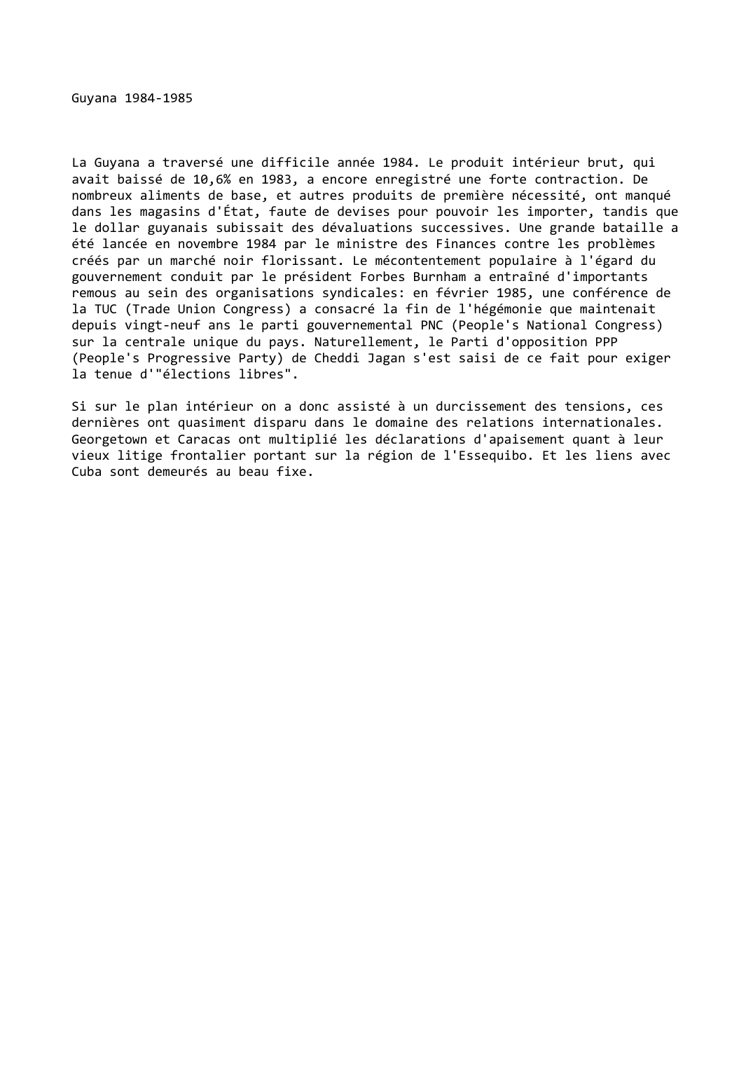 Prévisualisation du document Guyana (1984-1985)