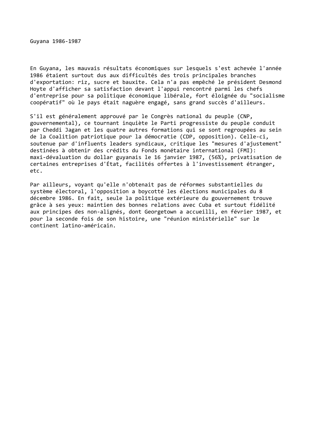 Prévisualisation du document Guyana (1986-1987)
