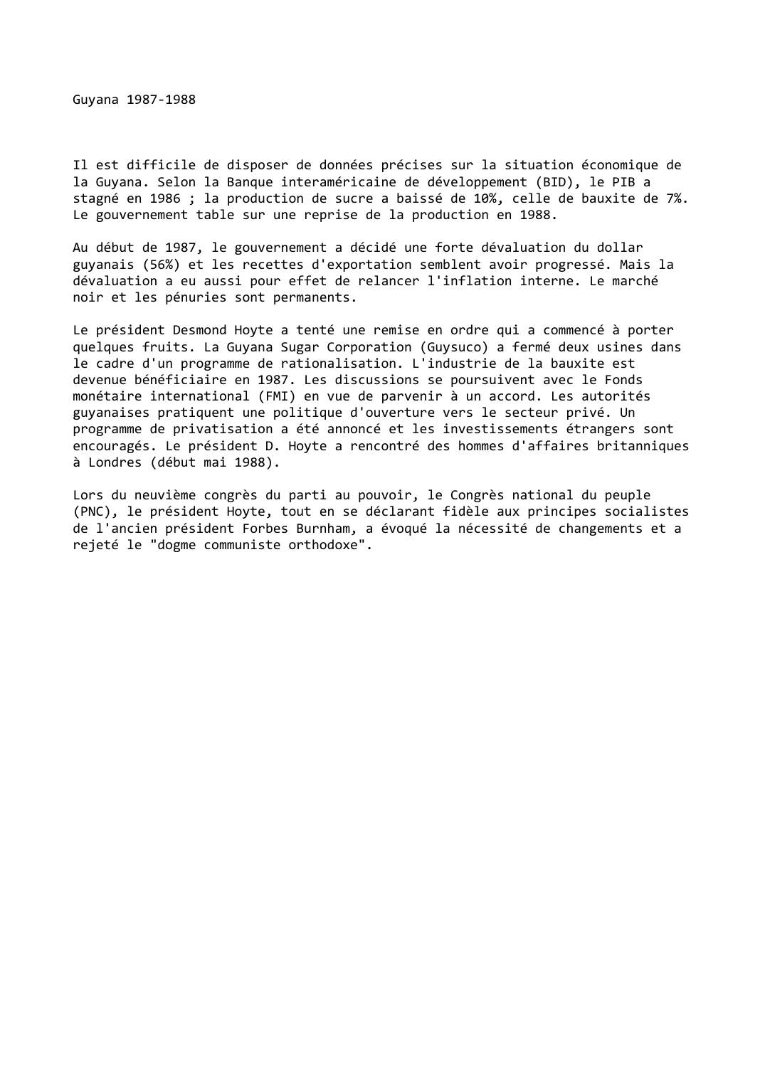 Prévisualisation du document Guyana (1987-1988)