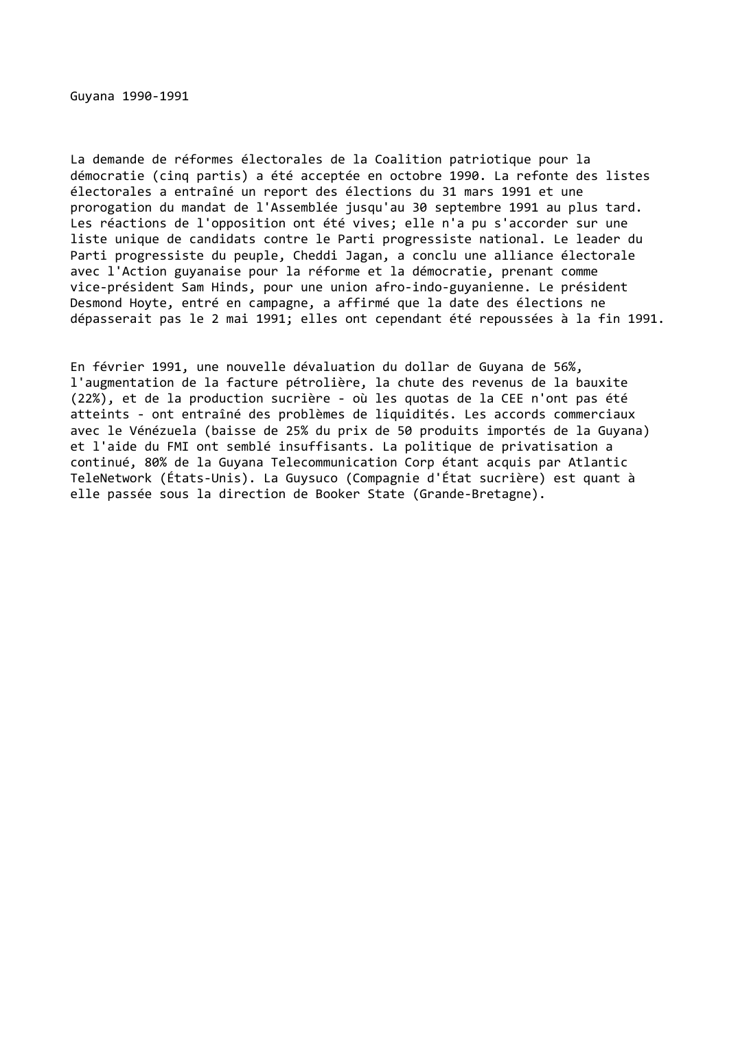 Prévisualisation du document Guyana (1990-1991)