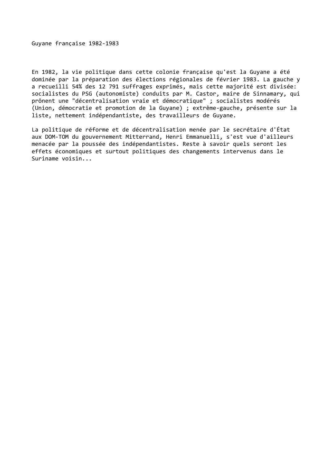 Prévisualisation du document Guyane française 1982-1983
