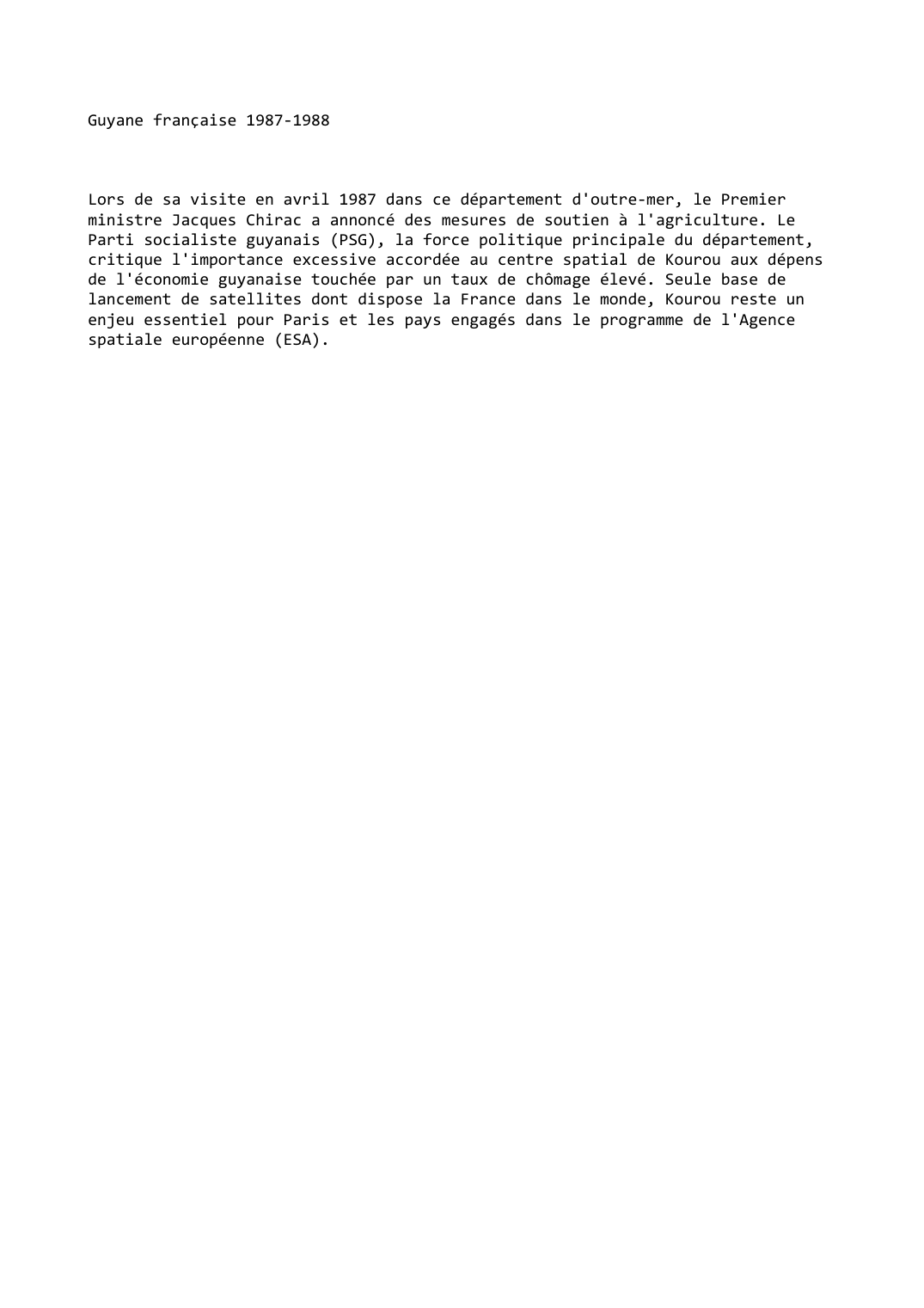 Prévisualisation du document Guyane française (1987-1988)