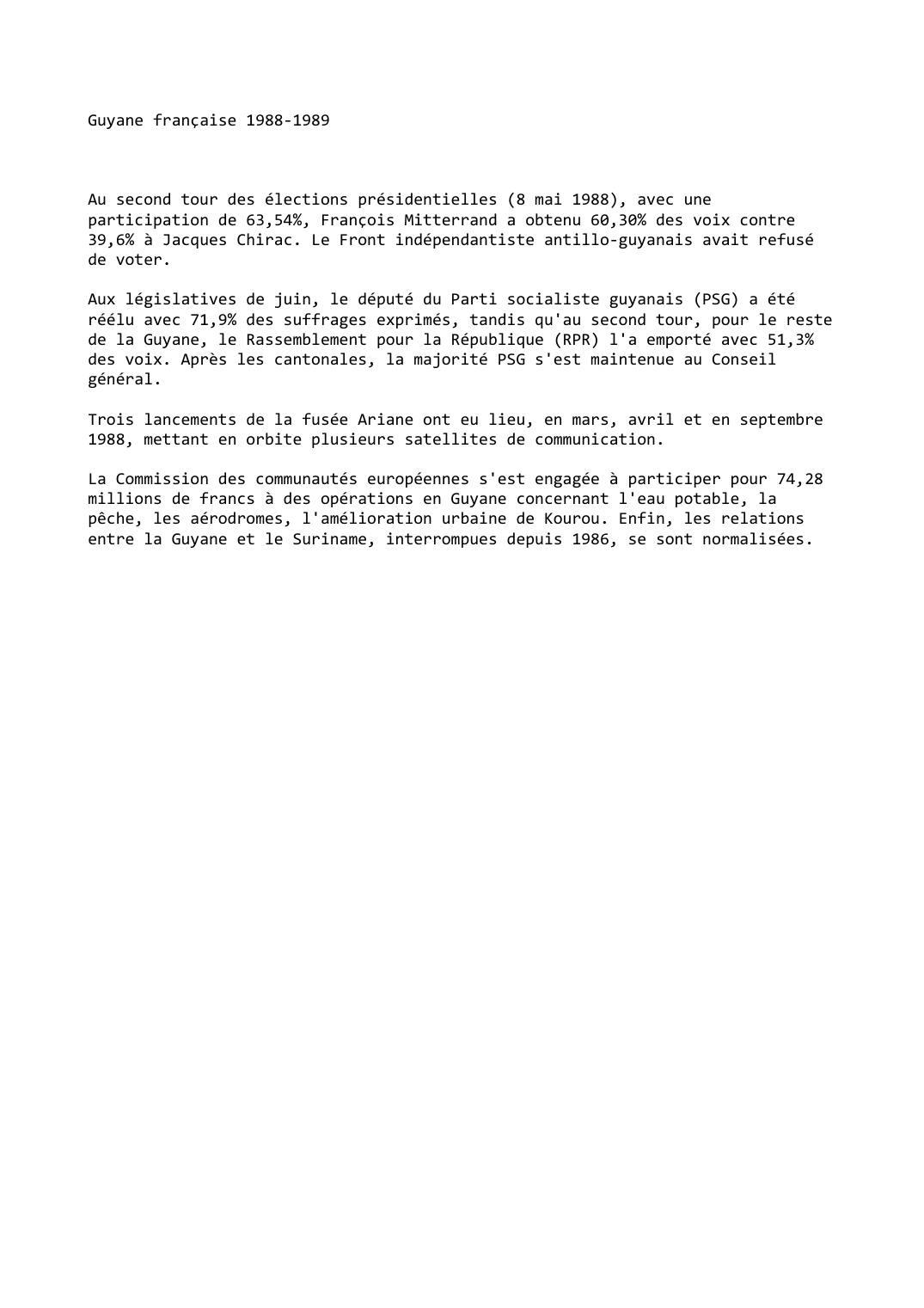 Prévisualisation du document Guyane française 1988-1989