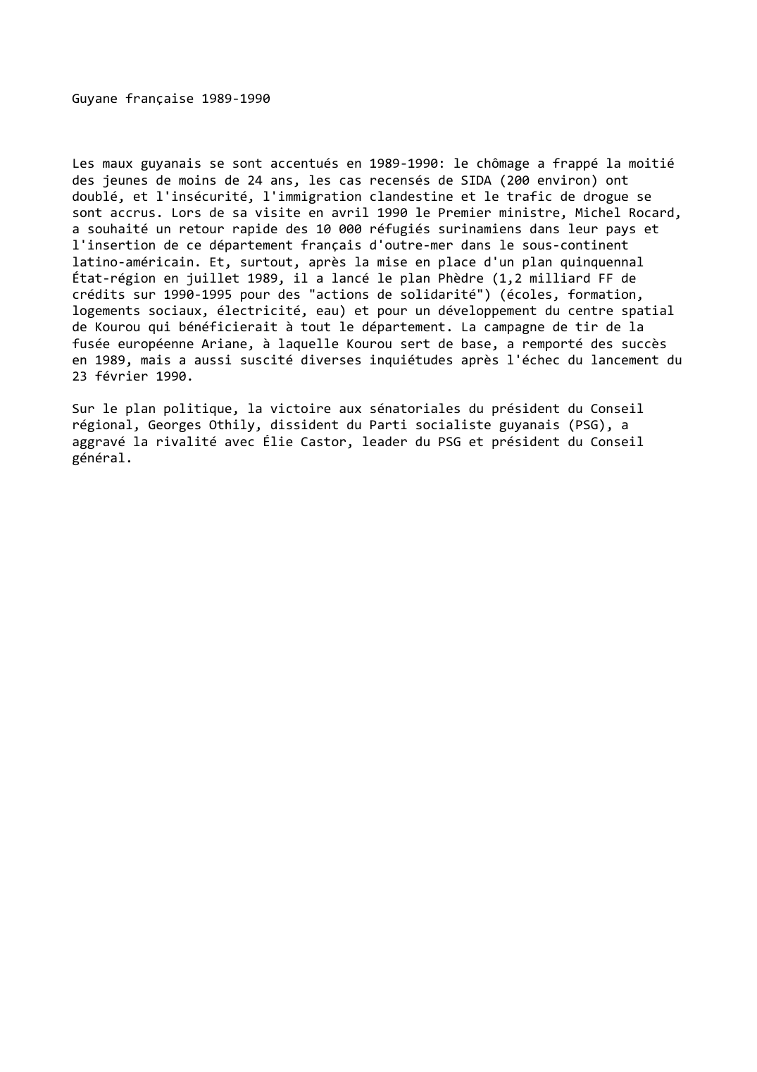 Prévisualisation du document Guyane française (1989-1990)