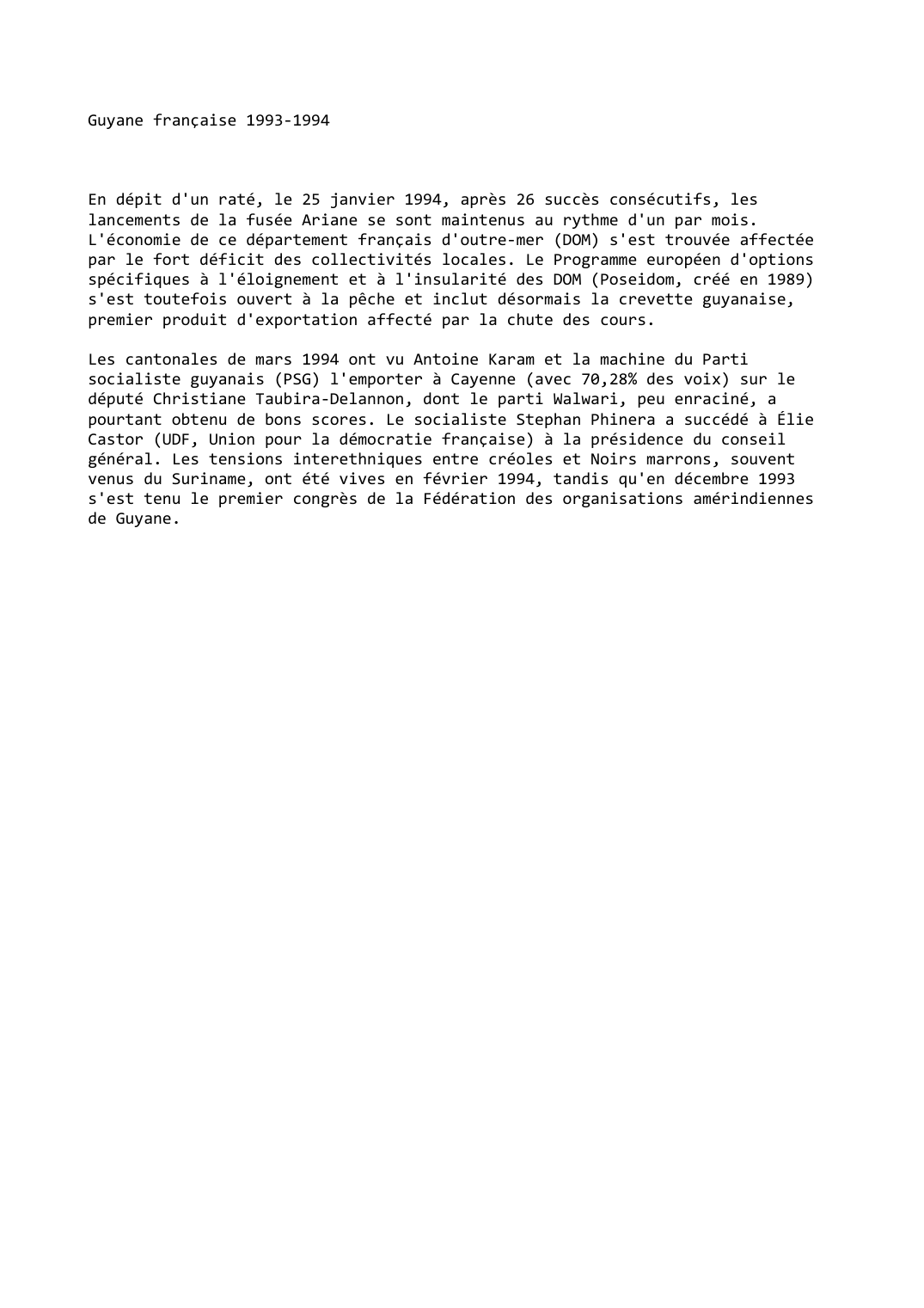 Prévisualisation du document Guyane française (1993-1994)