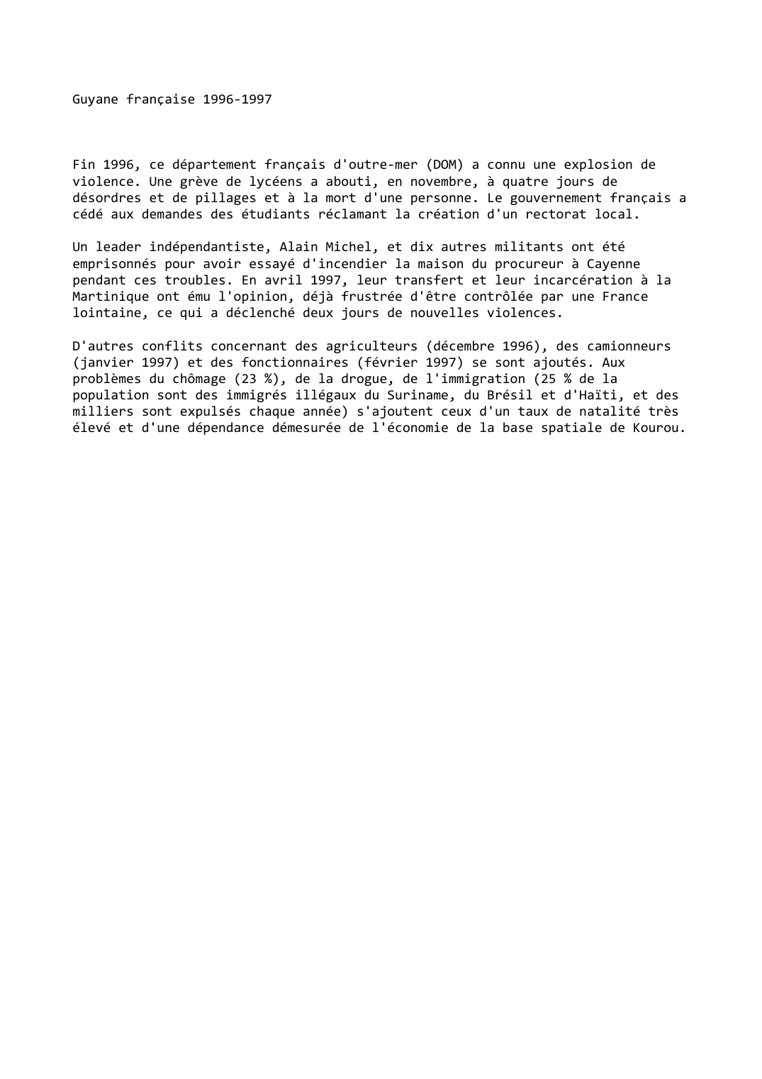 Prévisualisation du document Guyane française 1996-1997