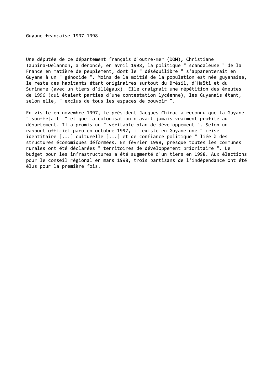 Prévisualisation du document Guyane française (1997-1998)
