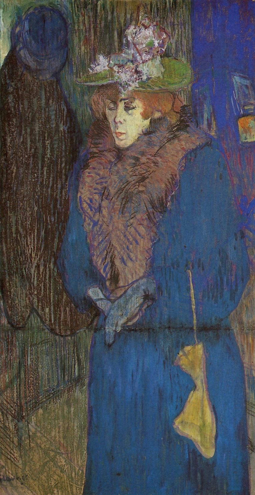 Prévisualisation du document H. de TOULOUSE-LAUTREC:
JANE AVRIL ENTRANT AU MOULIN-ROUGE.
A la ville, Jane