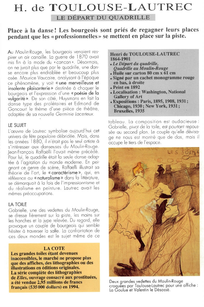 Prévisualisation du document H. de TOULOUSE-LAUTREC:LE DÉPART DU QUADRILLE.Place à la danse !