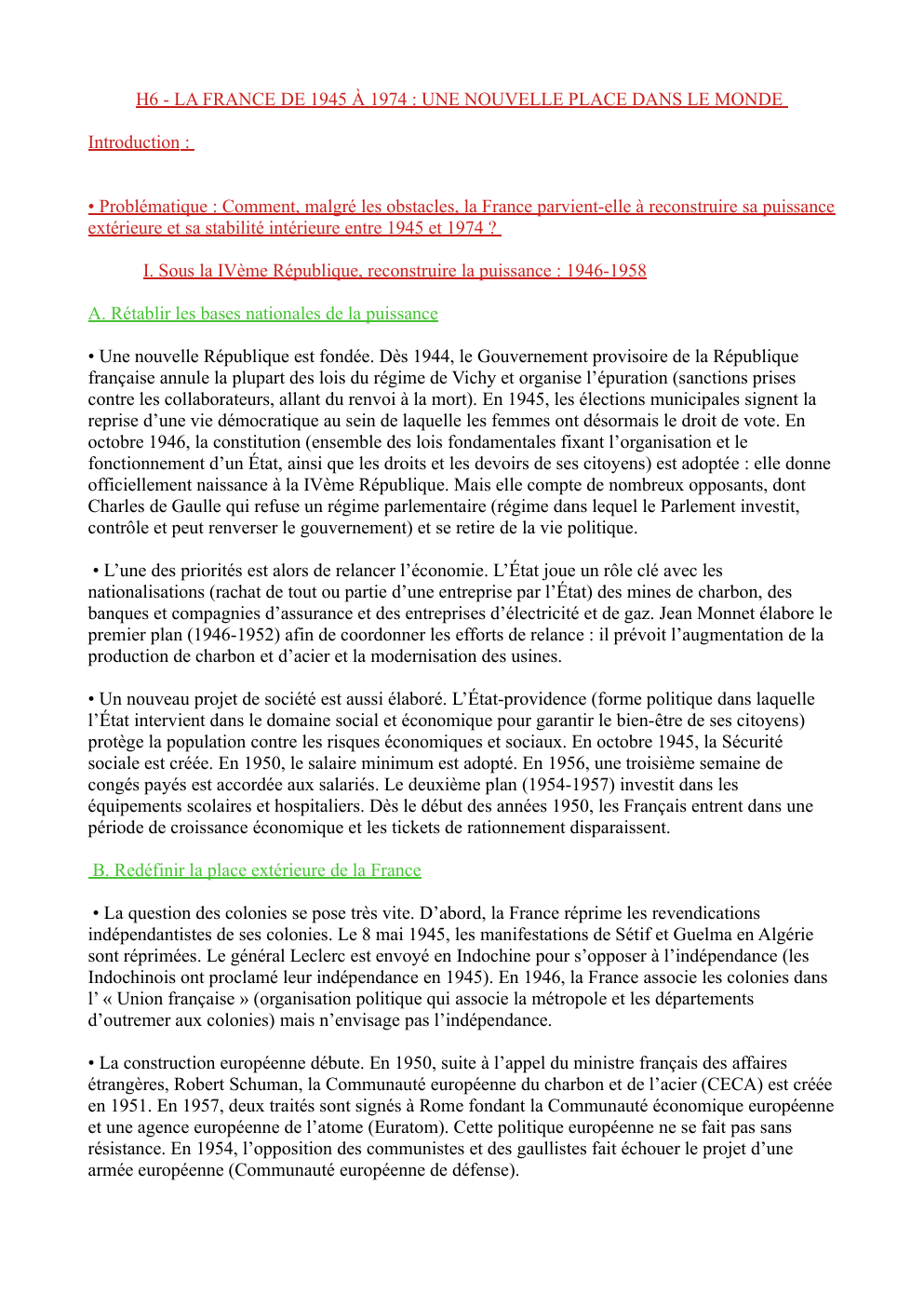 Prévisualisation du document H6 - LA FRANCE DE 1945 À 1974 : UNE NOUVELLE PLACE DANS LE MONDE