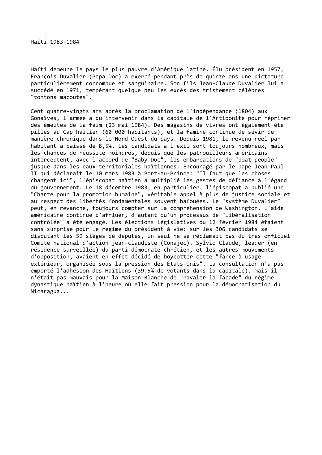 Prévisualisation du document Haïti (1983-1984)