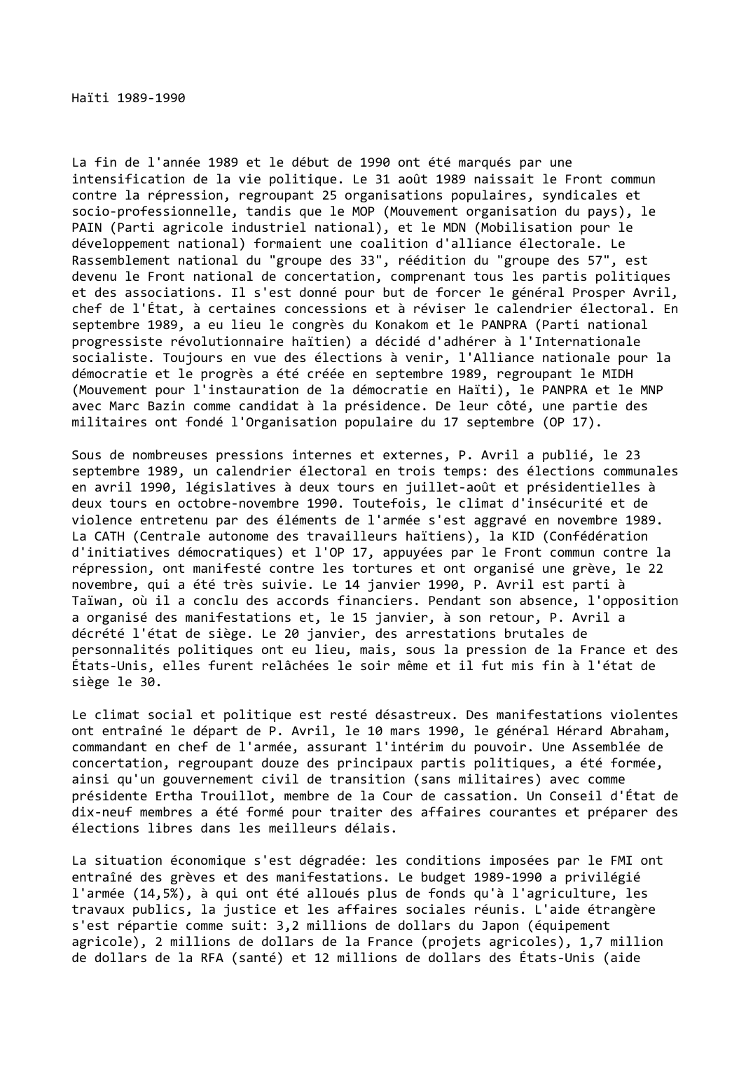 Prévisualisation du document Haïti (1989-1990)