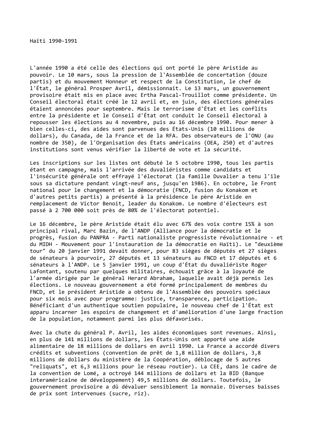 Prévisualisation du document Haïti (1990-1991)