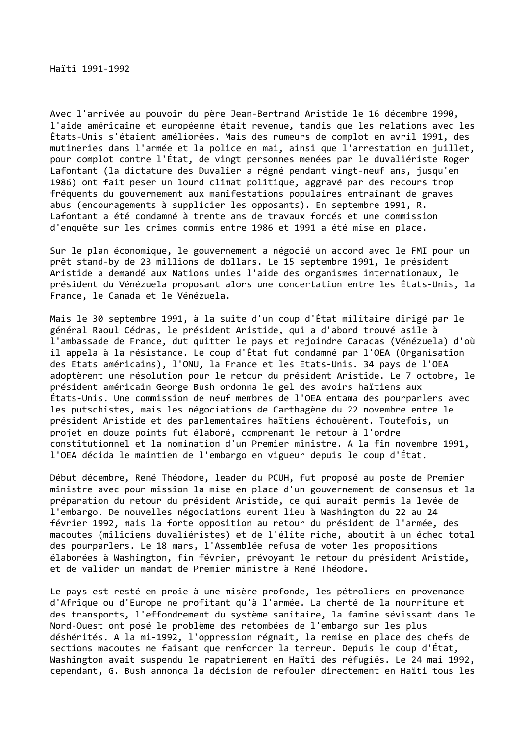 Prévisualisation du document Haïti (1991-1992)