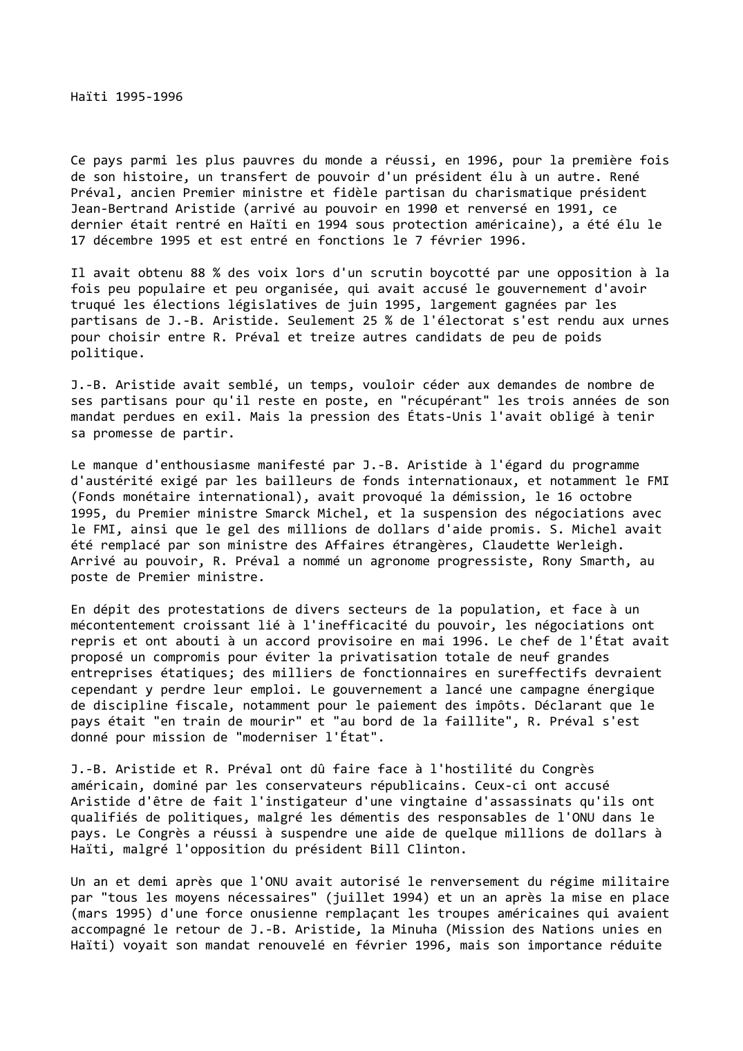 Prévisualisation du document Haïti 1995-1996