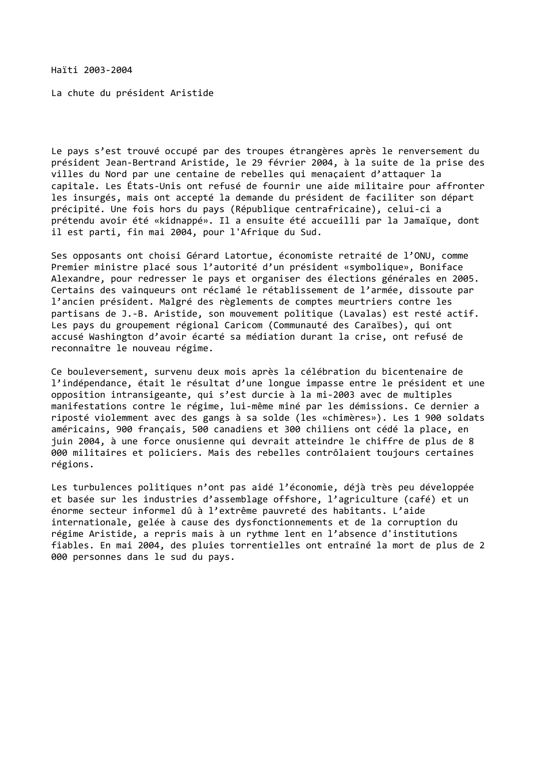 Prévisualisation du document Haïti (2003-2004): La chute du président Aristide