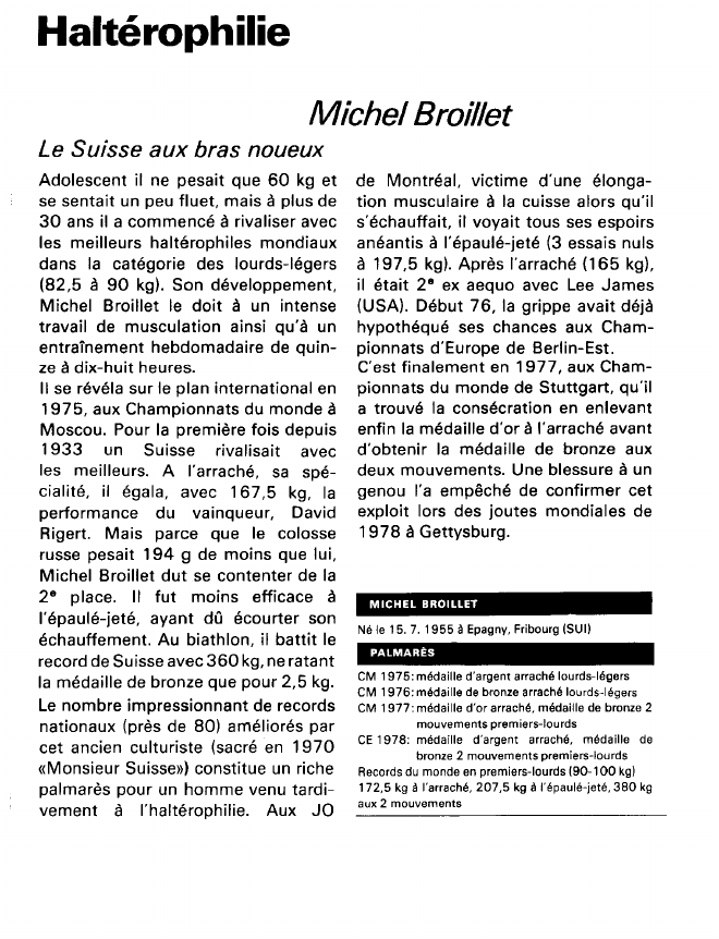Prévisualisation du document Haltérophilie:Michel Broillet (sports).