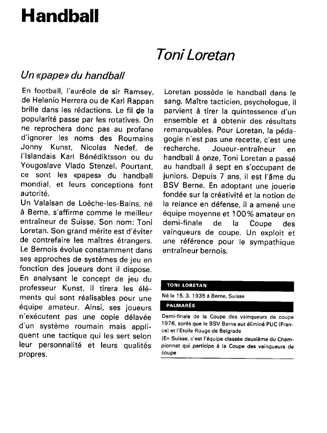 Prévisualisation du document Handball:Toni Loretan (sport).