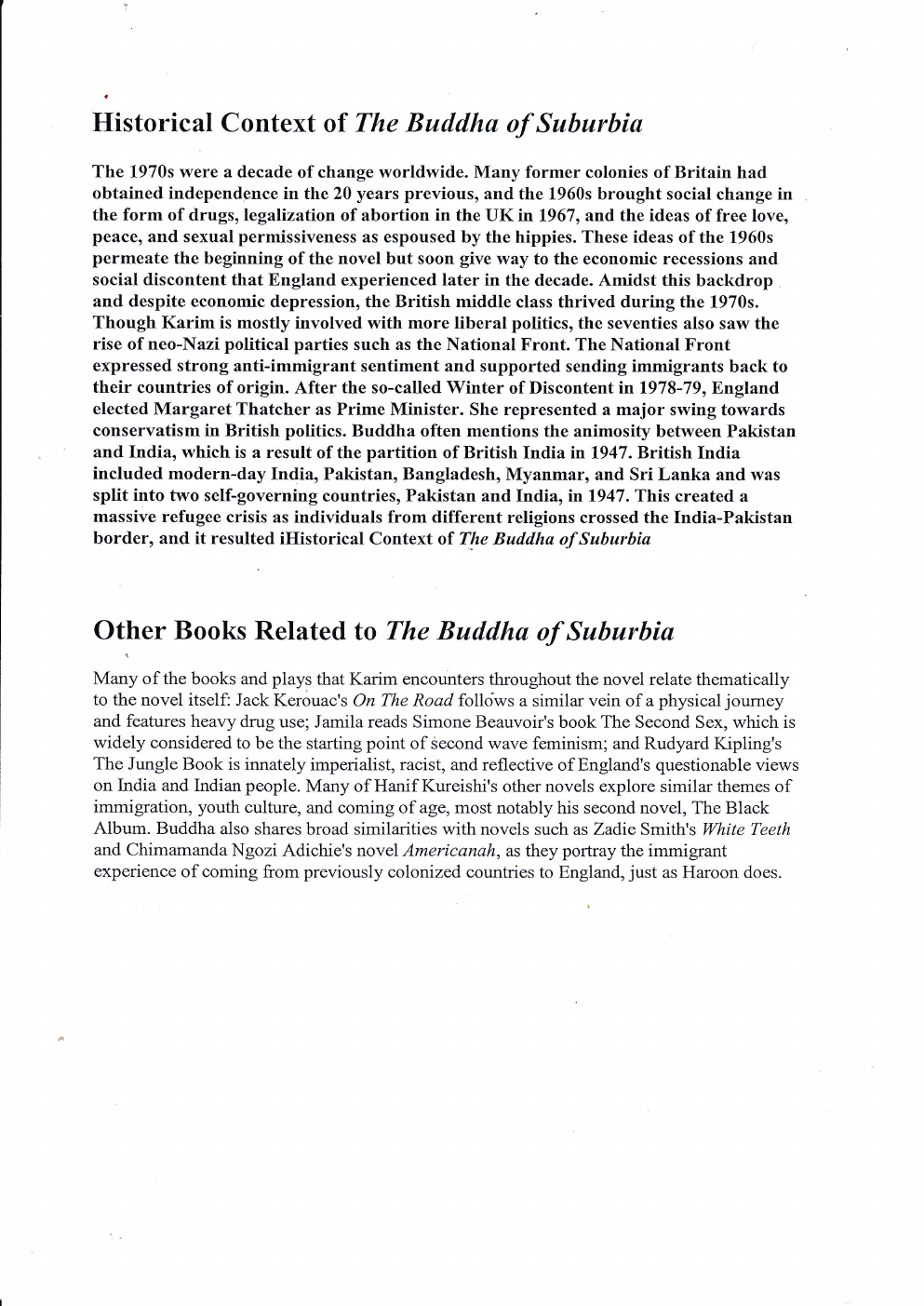 Prévisualisation du document Hanif Kureishi - The Buddha of Suburbia