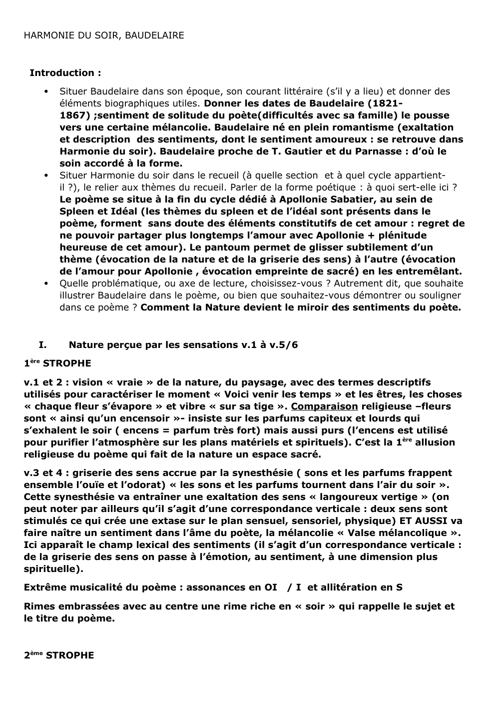 Prévisualisation du document harmonie du soir, analyse linéaire