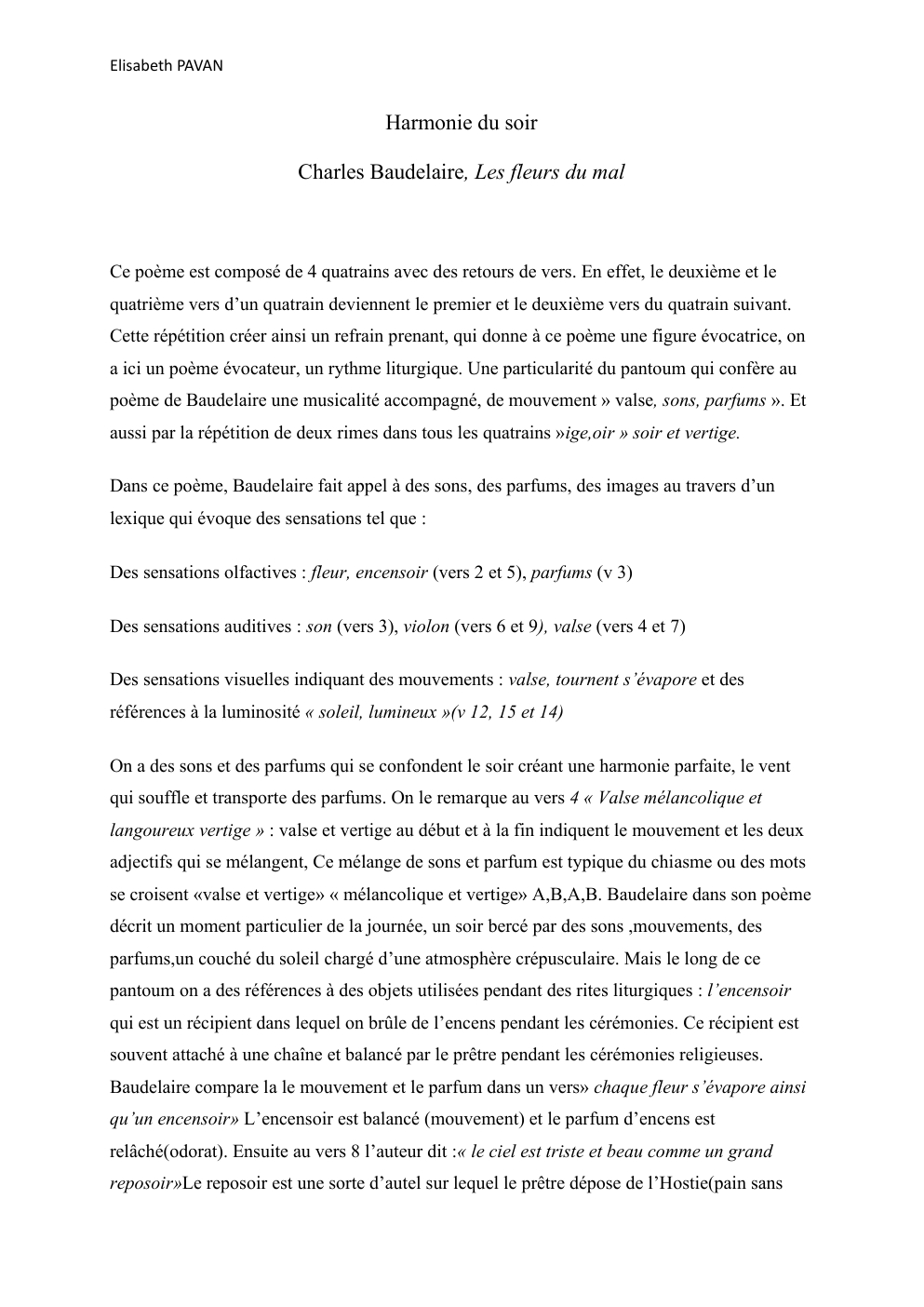Prévisualisation du document Harmonie du soir Charles Baudelaire, Les fleurs du mal
