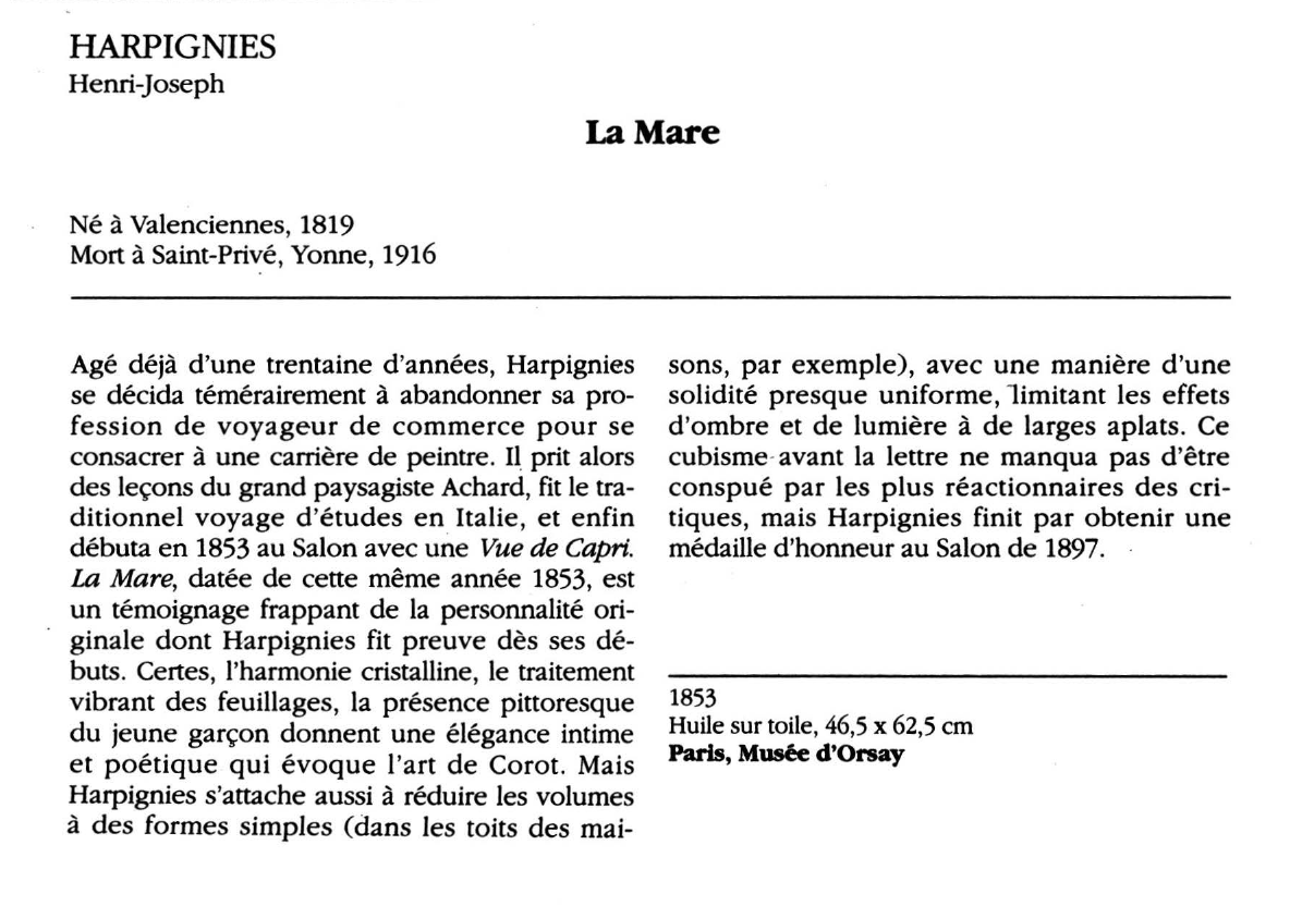 Prévisualisation du document HARPIGNIES Henri-Joseph : La Mare