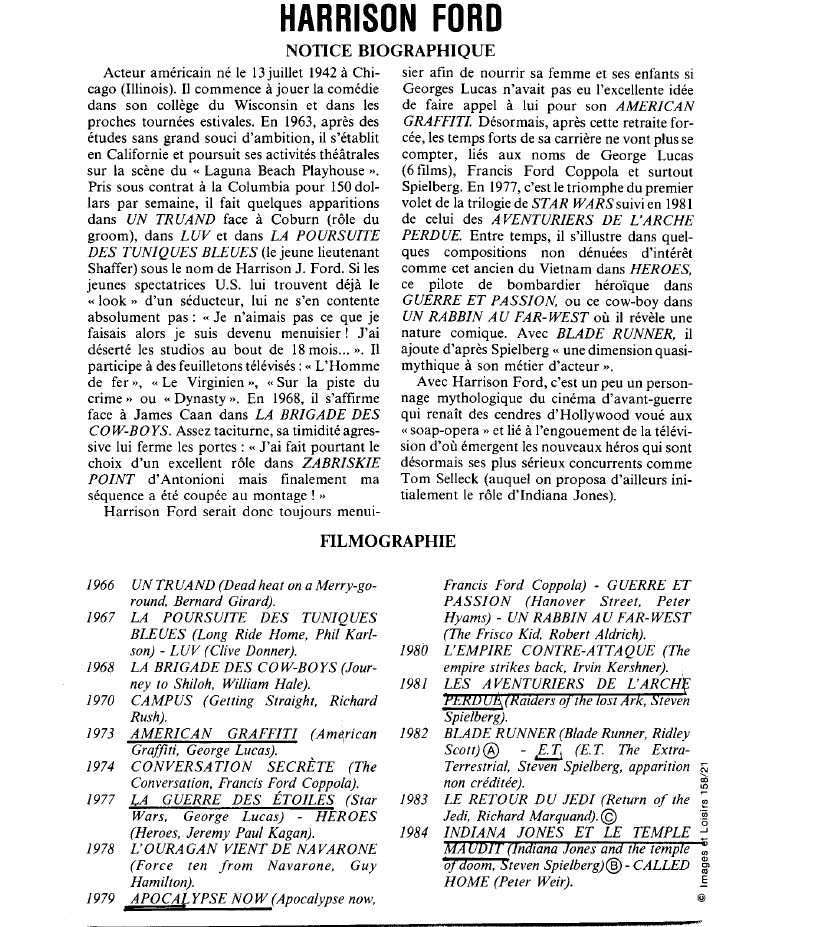 Prévisualisation du document HARRISON FORD