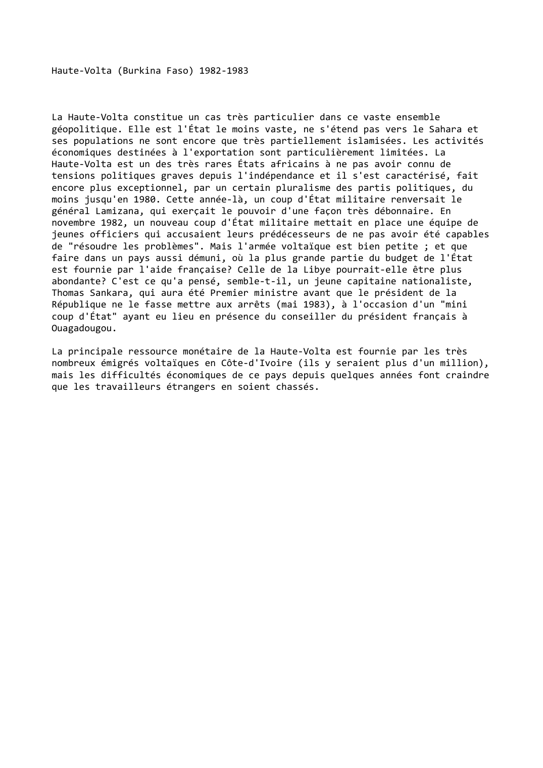 Prévisualisation du document Haute-Volta (Burkina Faso) - 1982-1983