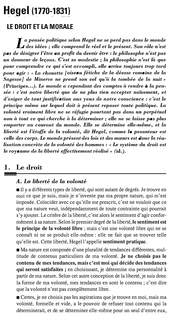 Prévisualisation du document Hegel (1770-1831) : LE DROIT ET LA MORALE