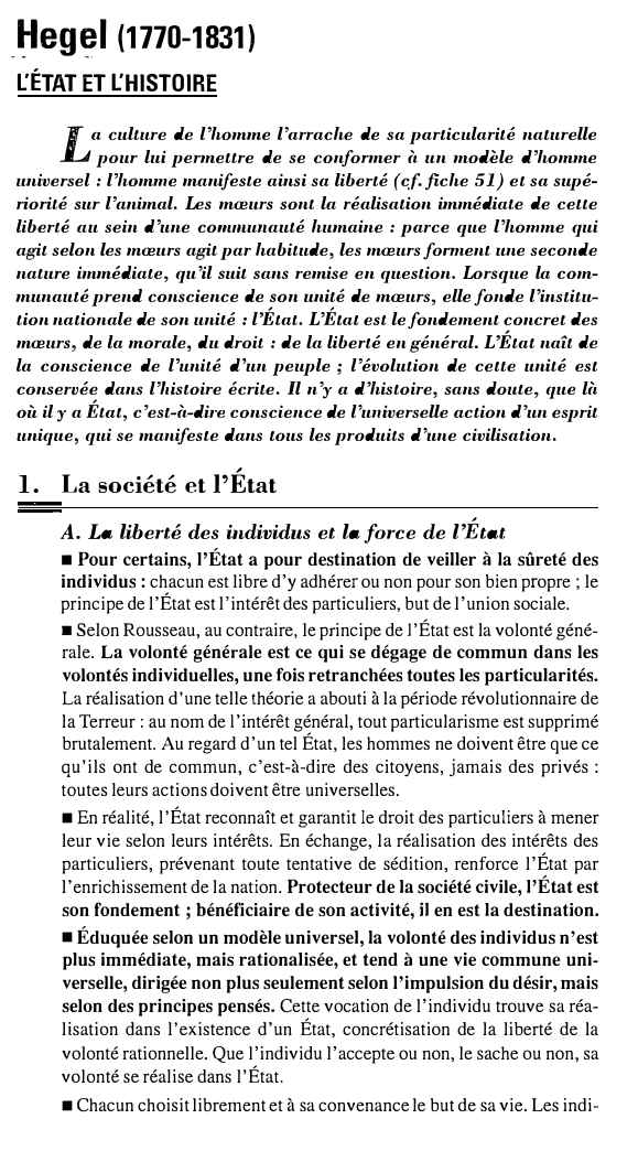 Prévisualisation du document Hegel (1770-1831): L'ÉTAT ET L'HISTOIRE