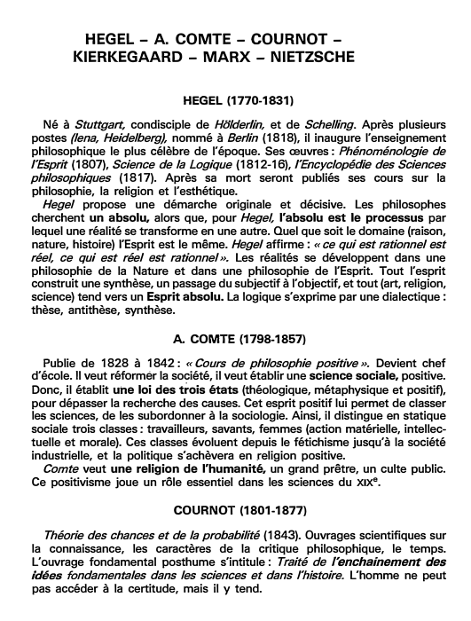 Prévisualisation du document HEGEL - A. COMTE - COURNOT KIERKEGAARD - MARX - NIETZSCHE
HEGEL (1770-1831)
Né â Stuttgart, condisciple de Hiilderlin, et...