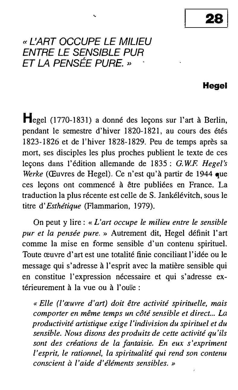 Prévisualisation du document Hegel et l'oeuvre d'art