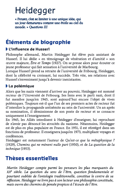 Prévisualisation du document Heidegger

C Pemer. c:'al le ÜIDita' à UDe unique idée, qui
un jour demeurera COIIUllè une ftoile au ciel du...