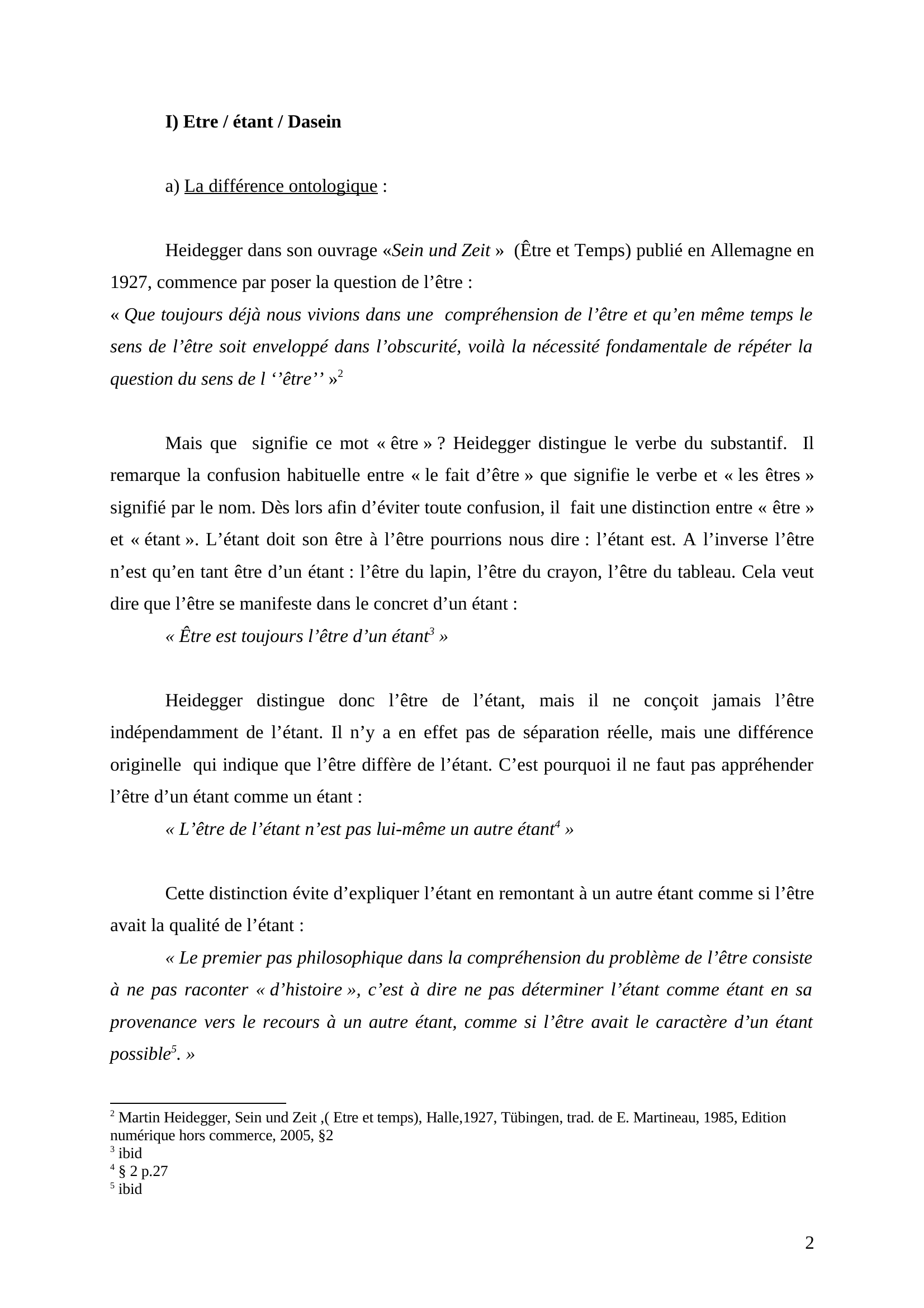 Prévisualisation du document Heidegger : distinction ontologique etre / etant