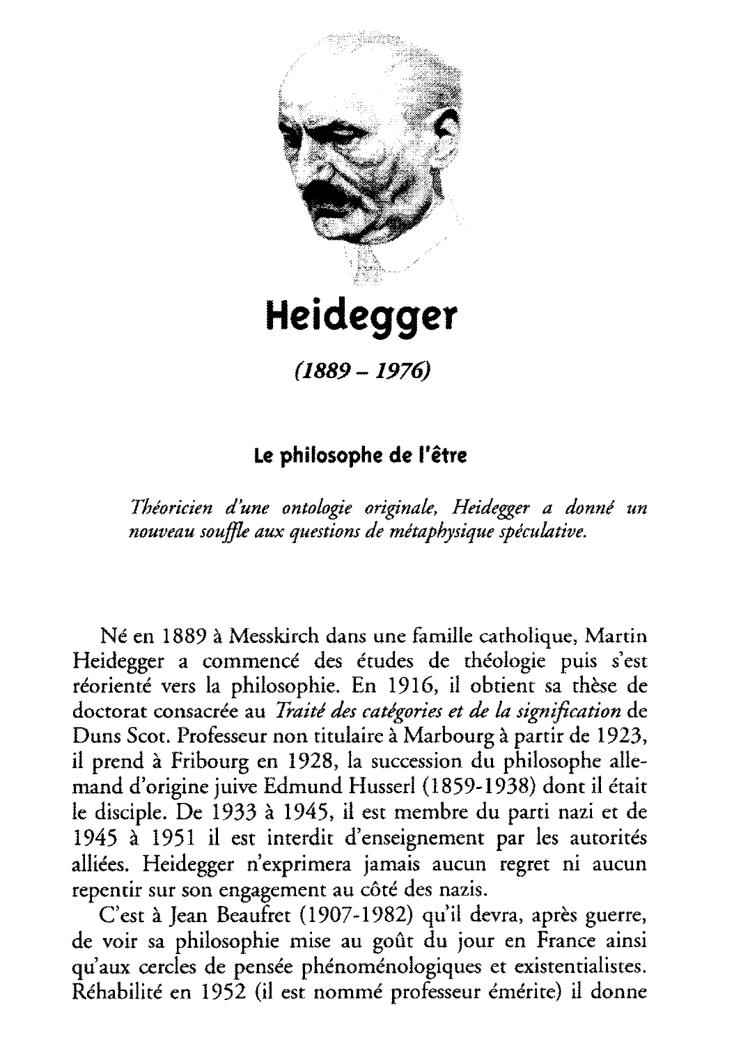 Prévisualisation du document Heidegger Martin: le philosophe de l'être