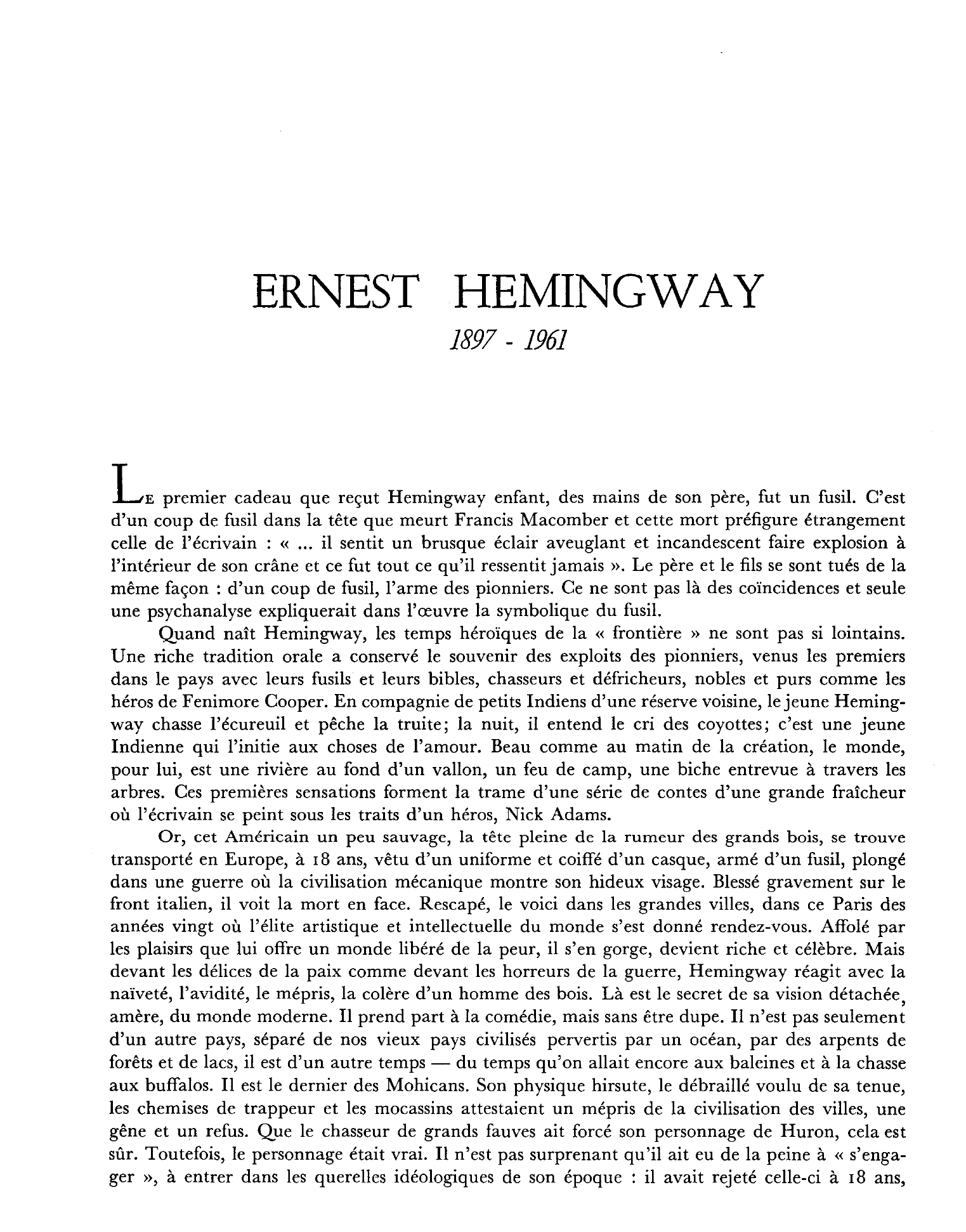 Prévisualisation du document HEMINGWAY Ernest