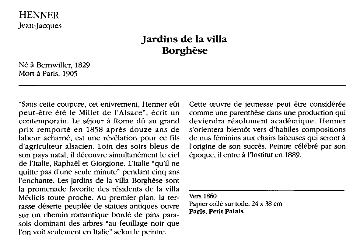 Prévisualisation du document HENNER Jean-Jacques : Jardins de la villa Borghèse