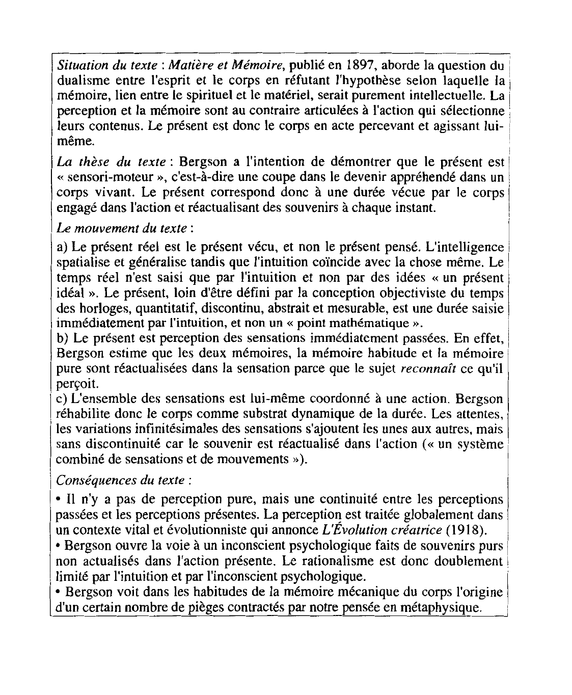 Prévisualisation du document Henri Bergson, Matière et Mémoire (1896), chap. III