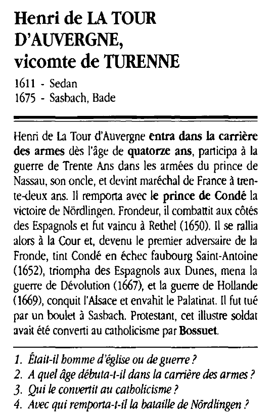 Prévisualisation du document Henri de LA TOUR D'AUVERGNE, vicomte de TURENNE