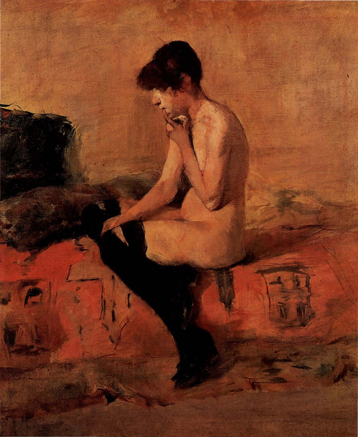 Prévisualisation du document Henri de TOULOUSE-LAUTREC:
ÉTUDE DE NU - FEMME ASSISE SUR UN DIVAN.